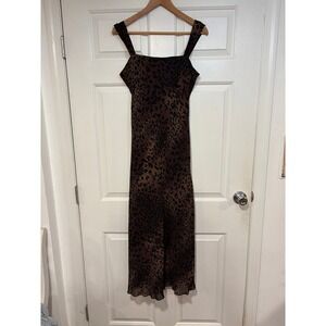 VTG‎ Evan Picone Leopard Animal Maxi Slip Dress S M Sleeveless Bodycon Layer